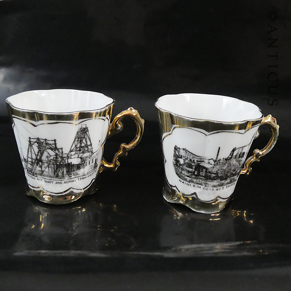 Two Small Coffee Cans with Waihi Gold Mining Images.