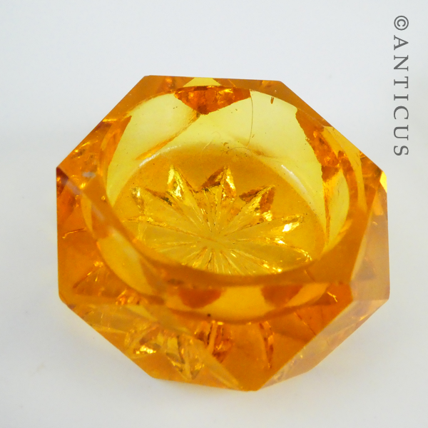 Pair of Amber Cut Glass Open Salts.