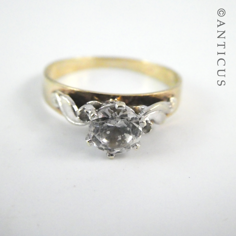 Vintage Gold and Clear Spinel Ring.