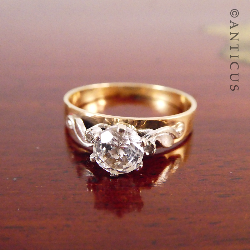 Vintage Gold and Clear Spinel Ring.