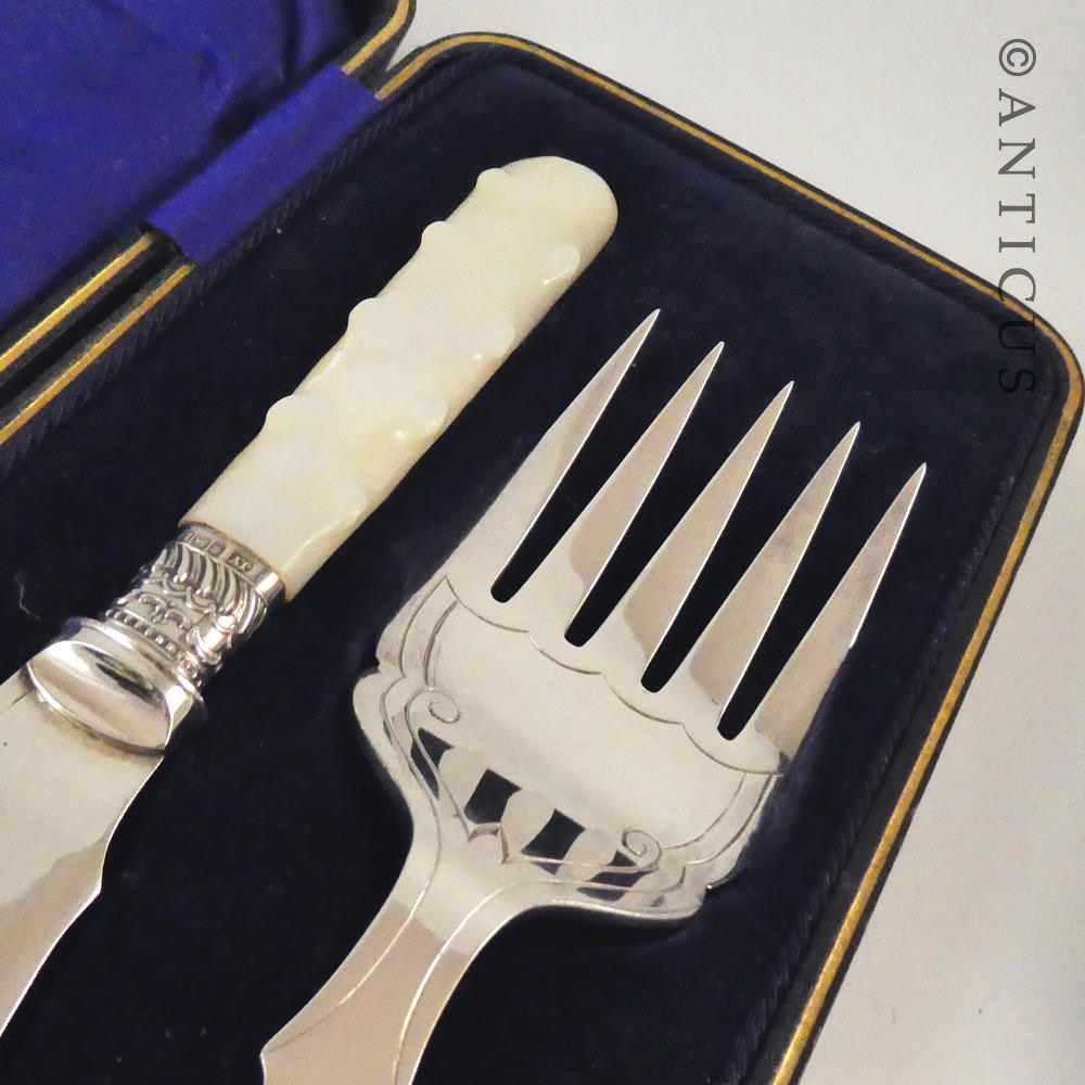 Antique Silver Plate Fish Servers.