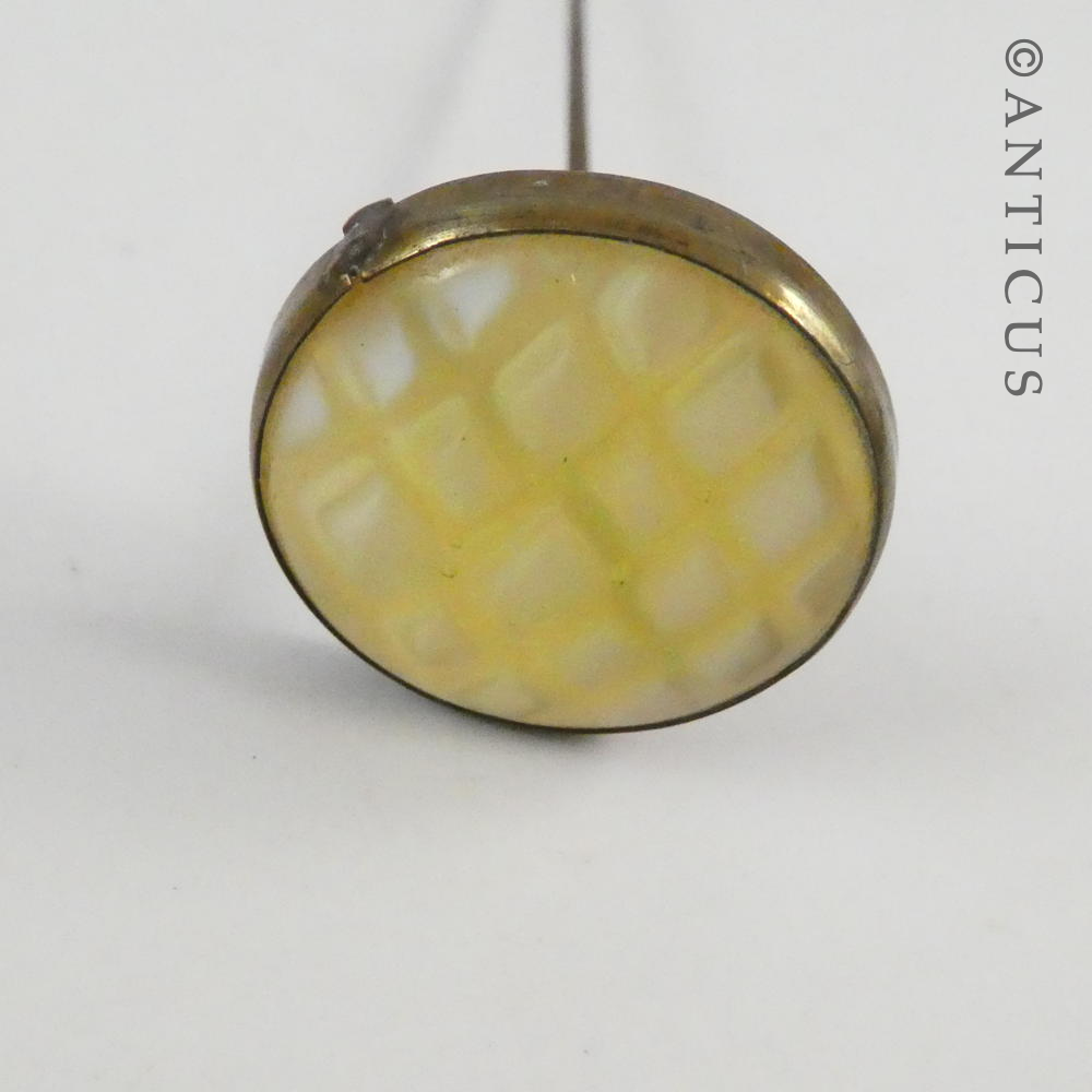 Long Hatpin with Vaseline Glass Top.