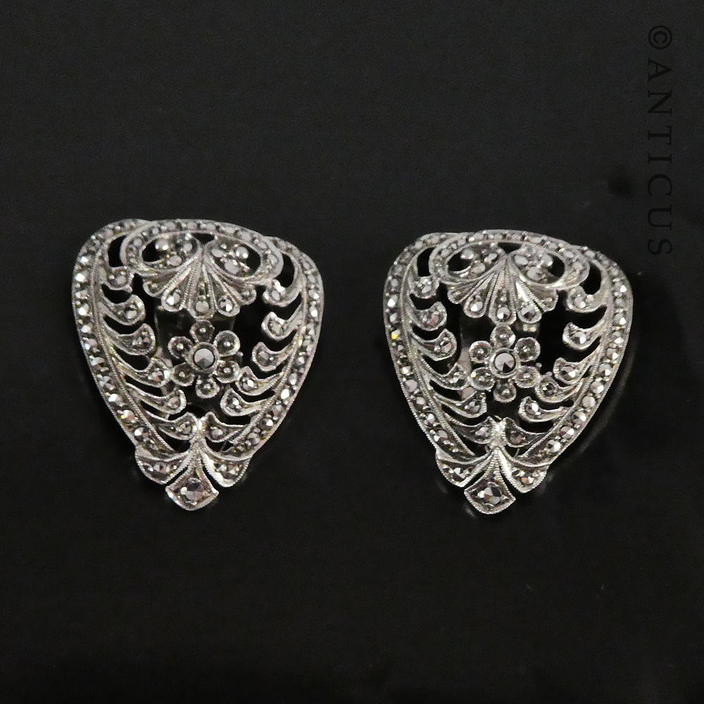 935 Silver and Marcasite Brooch converts Shoe Clips.