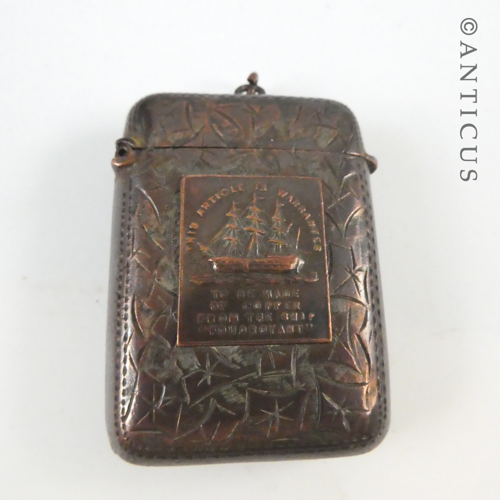 Edwardian Copper Vesta Case, from the Ship Foudroyant.