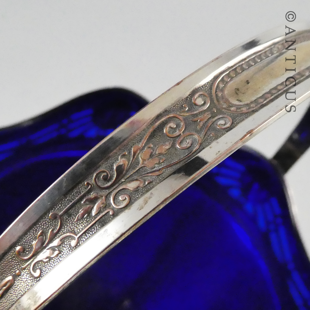 WMF Sugar Basket with Blue Glass Liner.