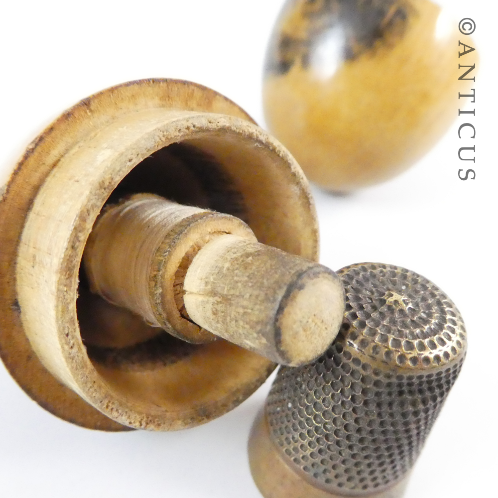 Mauchlineware Egg-Shaped Sewing Etui.