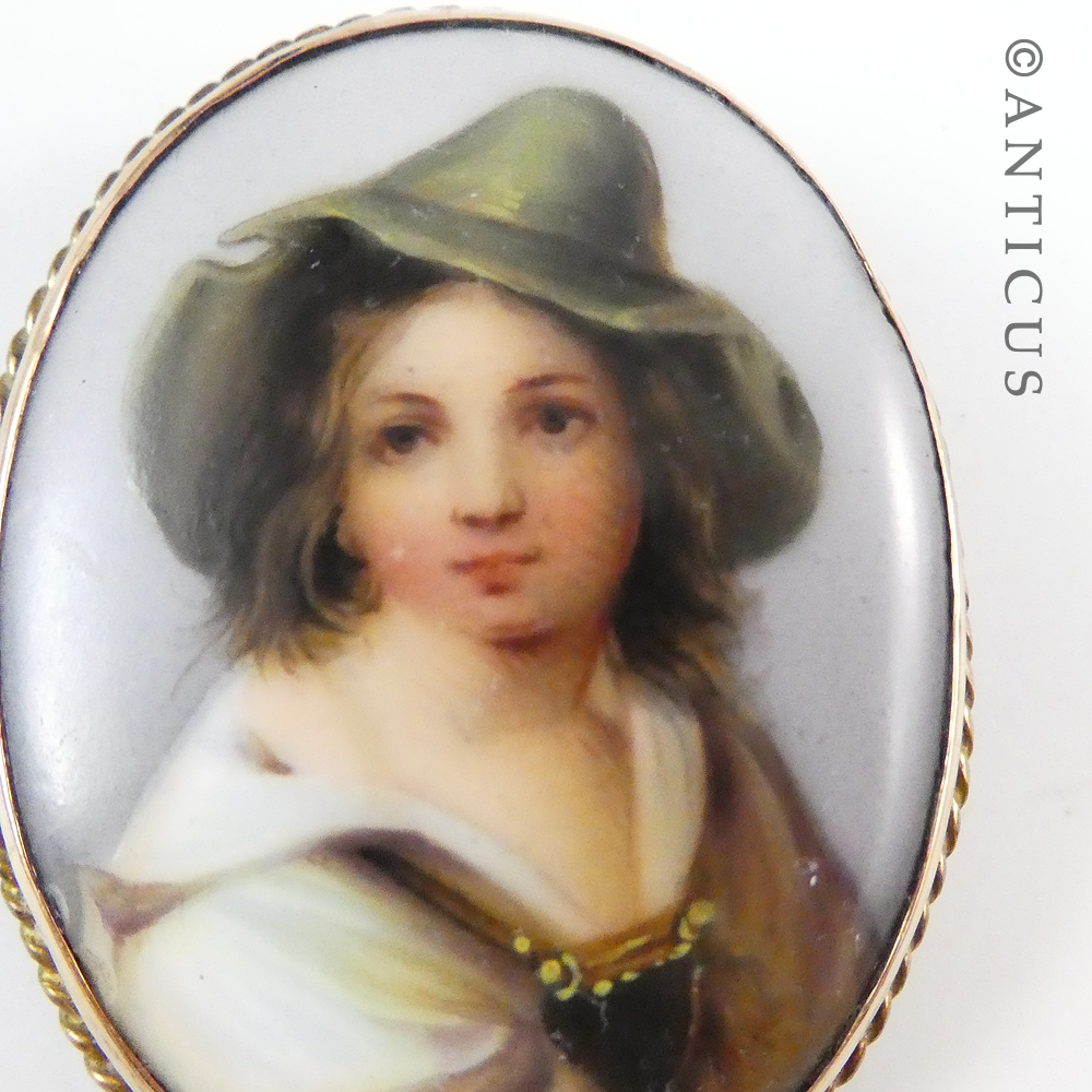 Victorian Portrait Brooch, Gold Mounted.