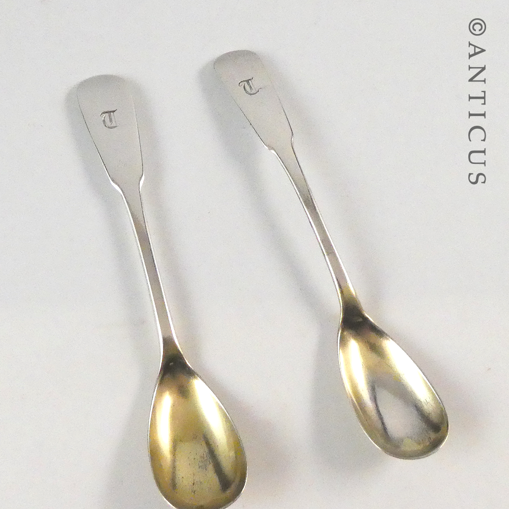 Pair Scottish Georgian Period Silver Mustard Spoons.