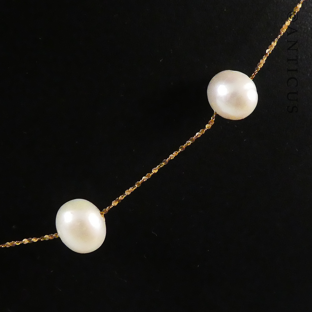 14ct Gold and Baroque Pearl Necklace.