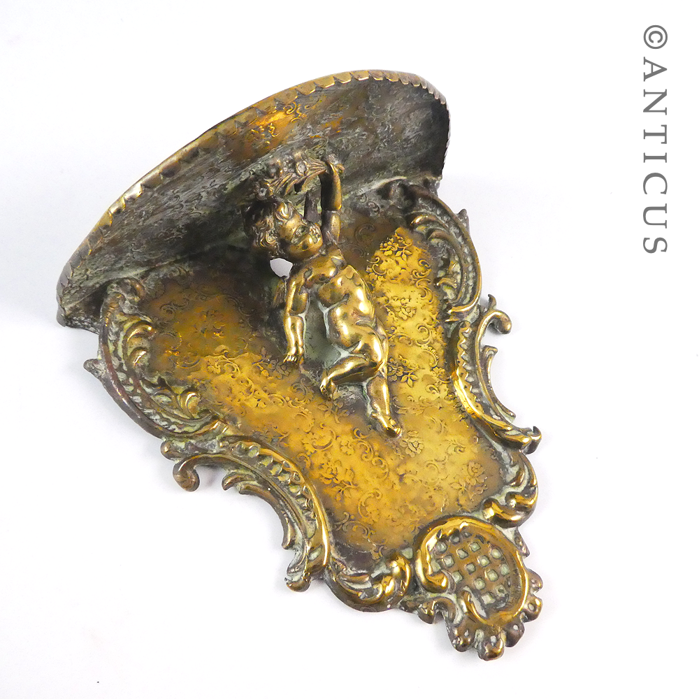 Victorian Small Brass Cupid Wall Bracket