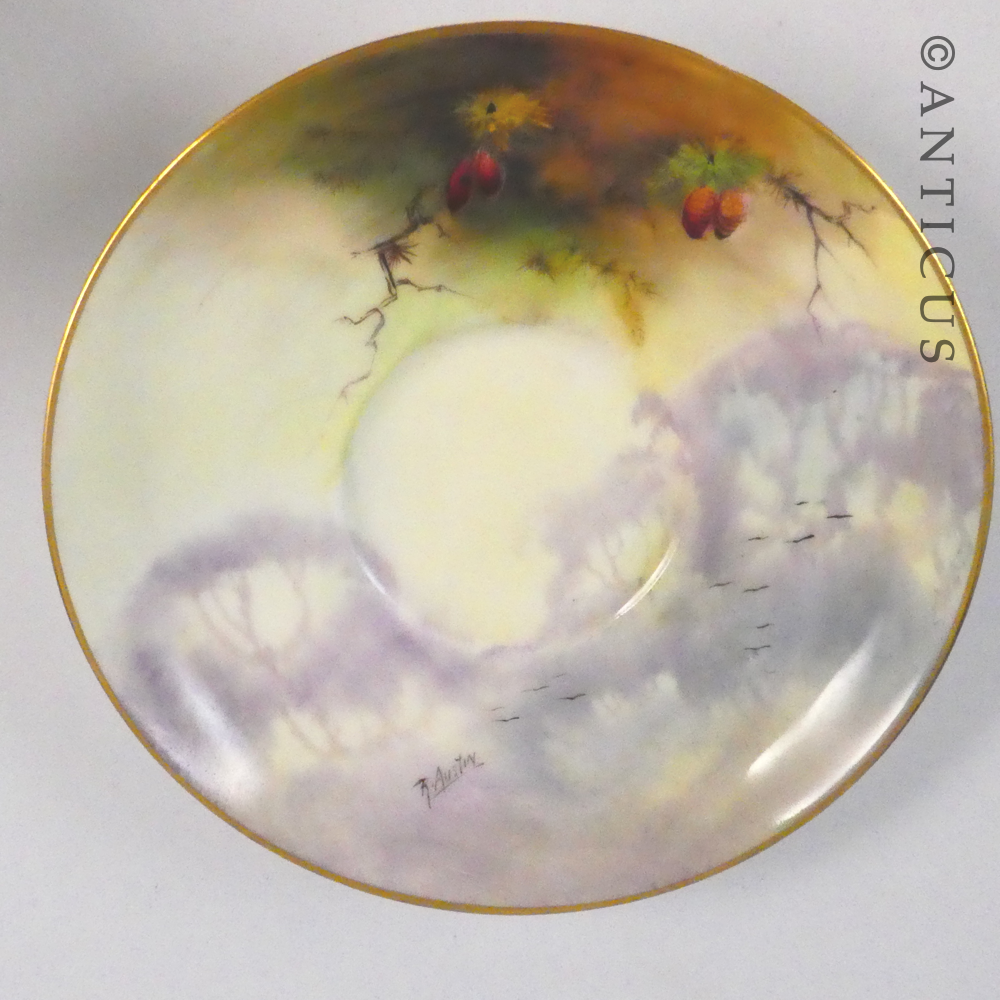 Royal Worcester Signed Cup and Saucer, 1930s.