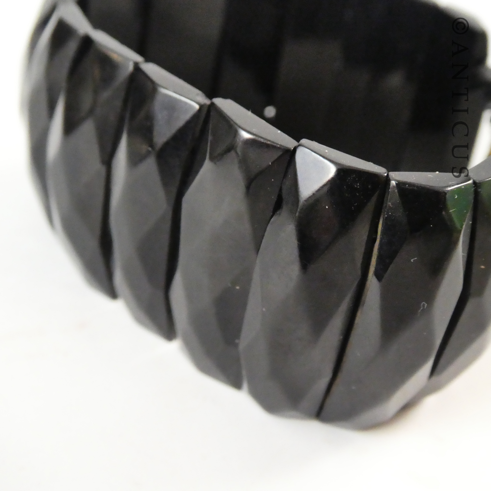 Antique Victorian English Jet Bracelet.