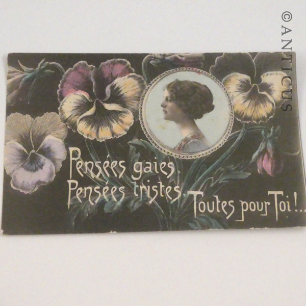 Four Antique French Postcards.