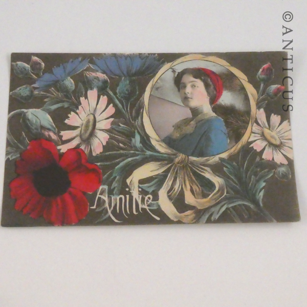 Four Antique French Postcards.