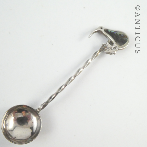 Small Mustard or Salt Spoon, with Kiwi Finial.