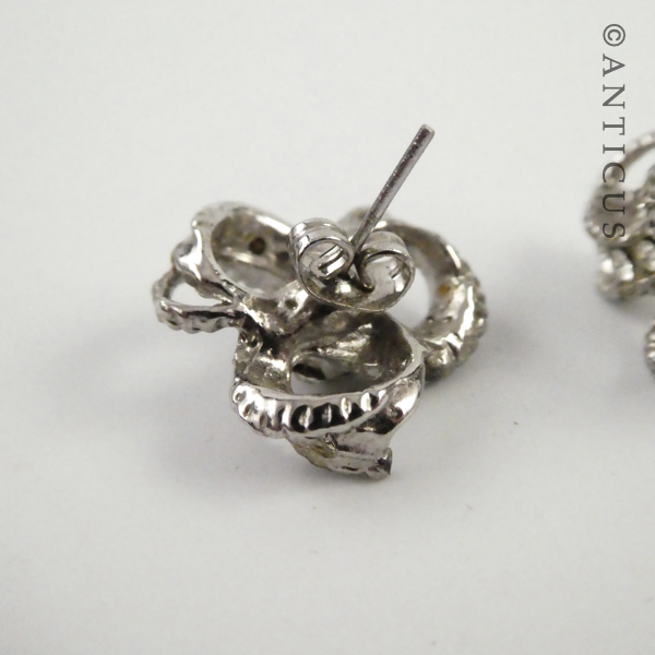 Pair Diamonté Ribbon Bow Earrings.