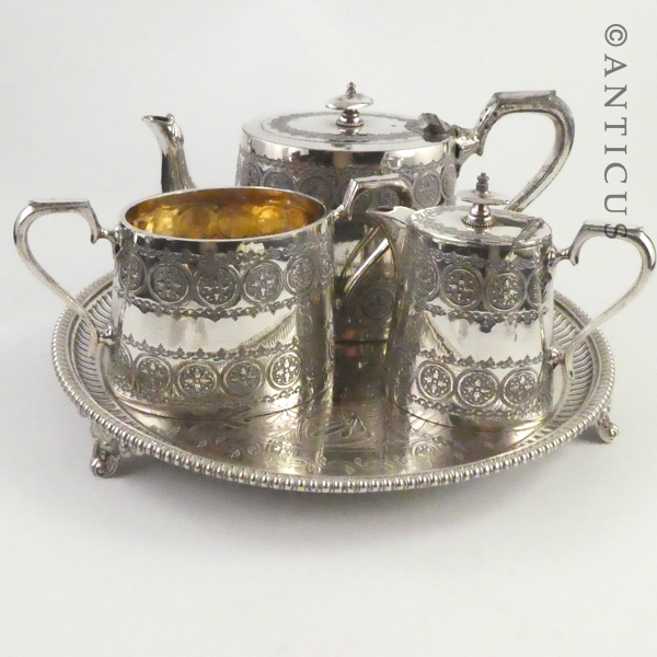 Tea For Two, Silverplated 4 Piece Set.