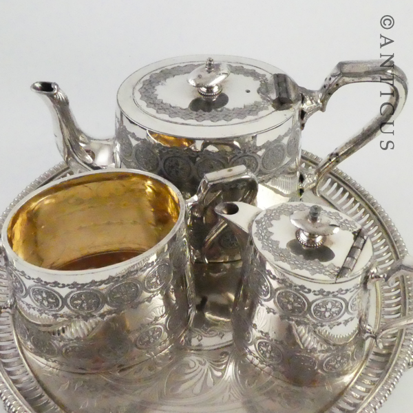 Tea For Two, Silverplated 4 Piece Set.