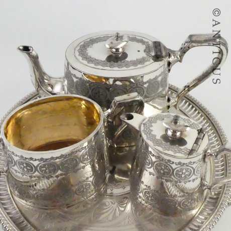 Tea For Two, Silverplated 4 Piece Set.
