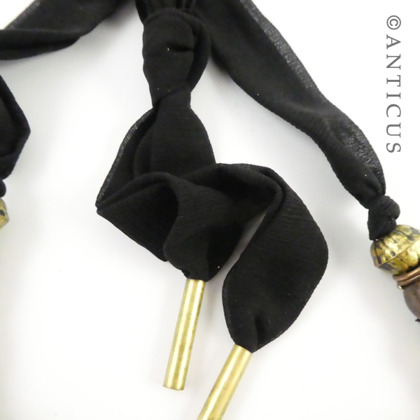 Flambouyant Brass and Black Chiffon Necklace.