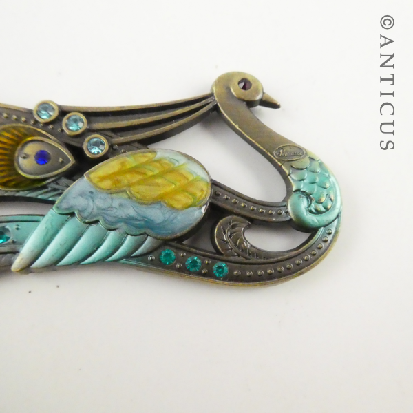 Enamelled Peacock Hair Comb.