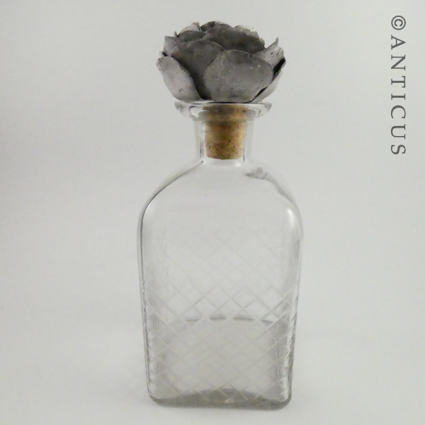 Decanter or Bottle, Rose Stopper.