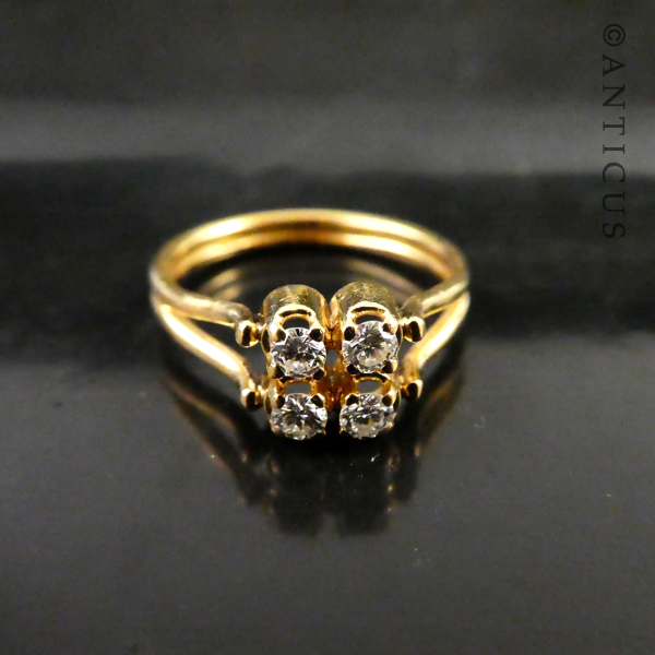 18ct Gold & Four Diamond Ring