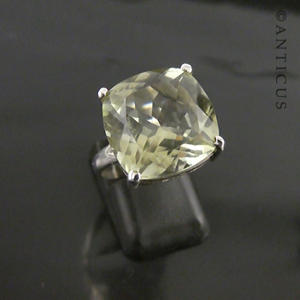 Silver and Green Amethyst Ring.