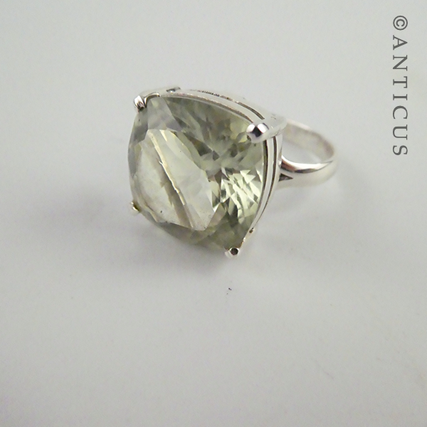 Silver and Green Amethyst Ring.