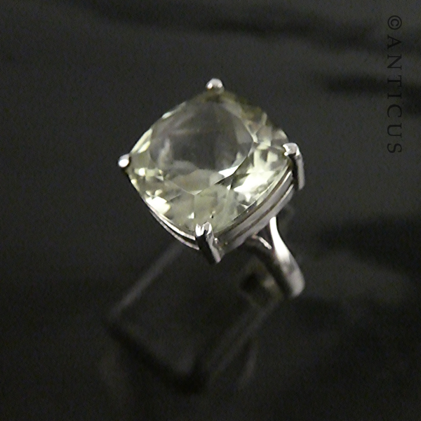 Silver and Green Amethyst Ring.