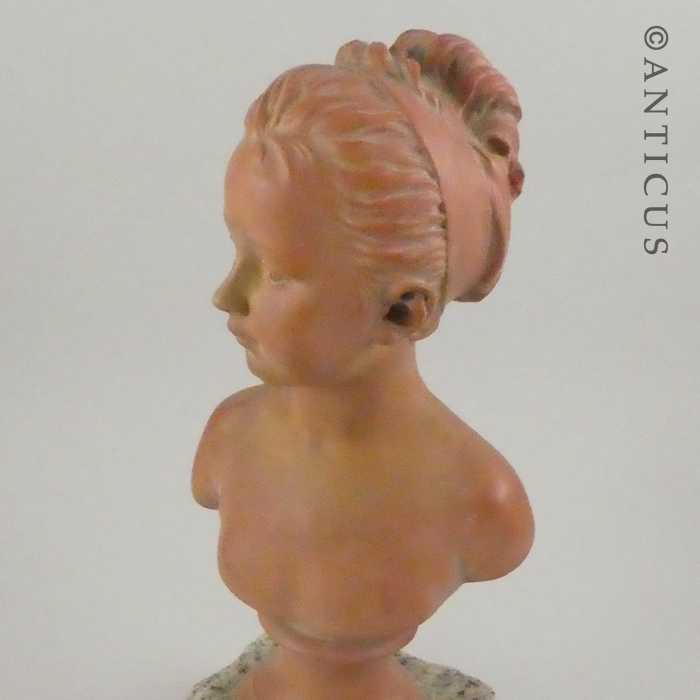 Pair of French Busts of Young Girl and Boy.