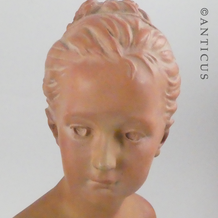 Pair of French Busts of Young Girl and Boy.