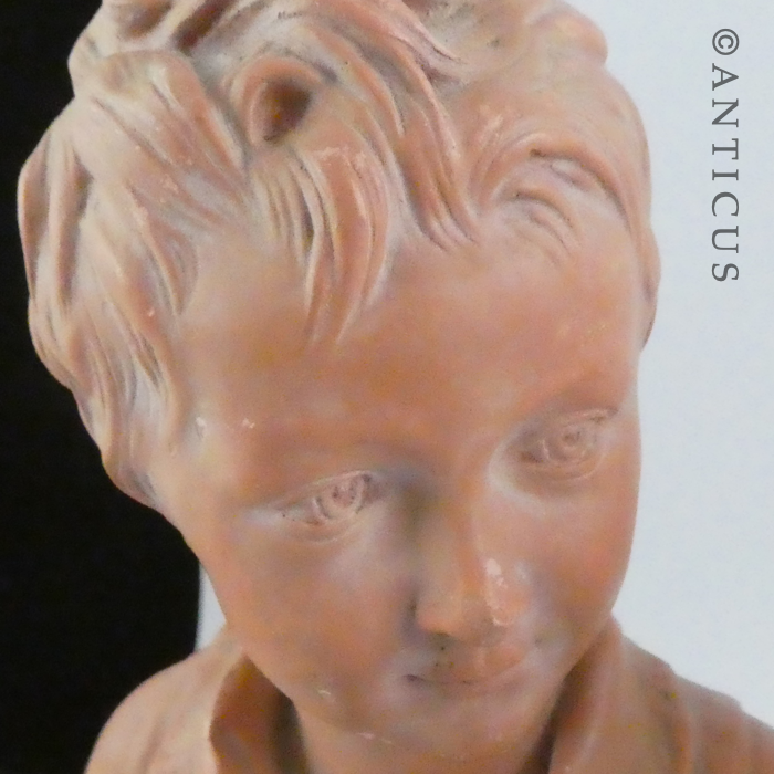 Pair of French Busts of Young Girl and Boy.