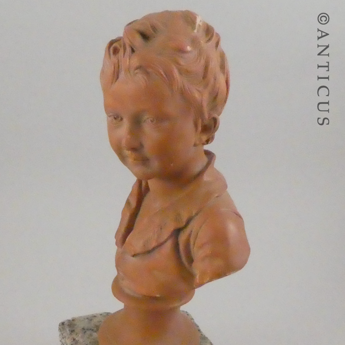Pair of French Busts of Young Girl and Boy.