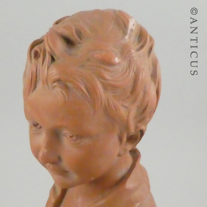 Pair of French Busts of Young Girl and Boy.