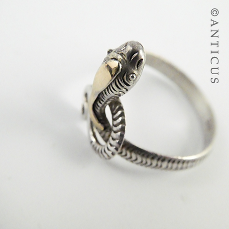 Silver and Gold Snake Ring.