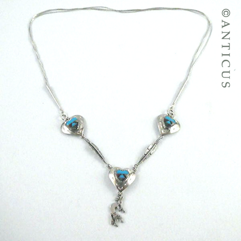 Silver and Turquoise Heart Necklace.