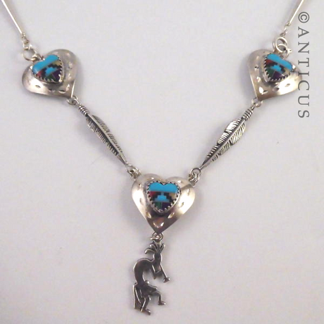 Silver and Turquoise Heart Necklace.