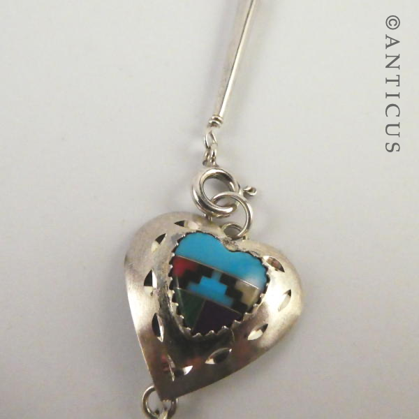 Silver and Turquoise Heart Necklace.