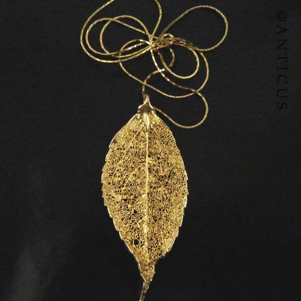 Gold Leaf Pendant on Chain.