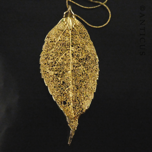 Gold Leaf Pendant on Chain.