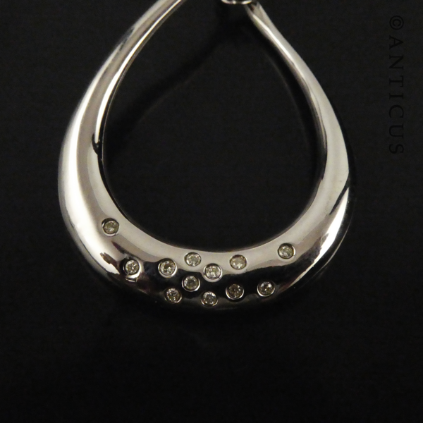 Silver Pendant on Chain with Diamonds.