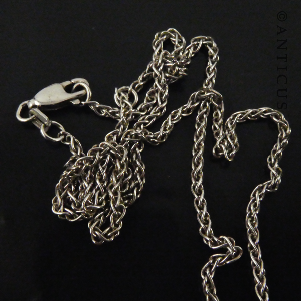 Silver Pendant on Chain with Diamonds.