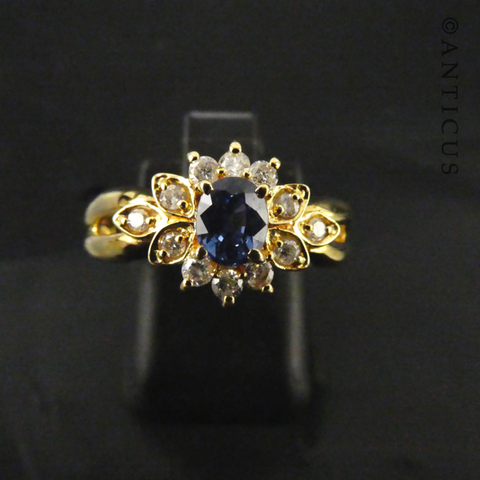 18ct Gold, Sapphire and Diamond Ring.