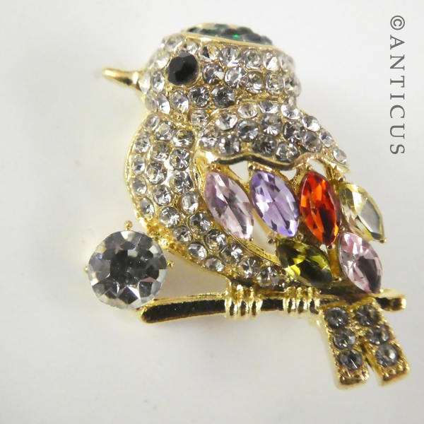 Sparkly Costume Jewellery Bird Brooch.