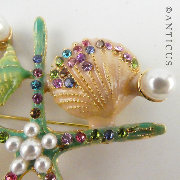 Starfish and Shells Costume Brooch.