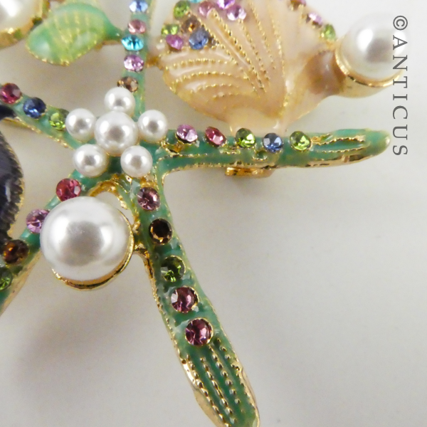 Starfish and Shells Costume Brooch.