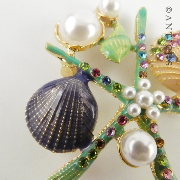 Starfish and Shells Costume Brooch.