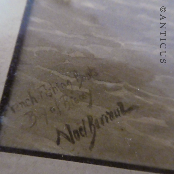 Noel Barraud Watercolour of Fishing Boats.