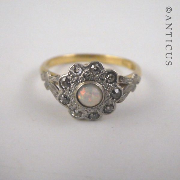 Art Deco Opal and Diamond Ring.